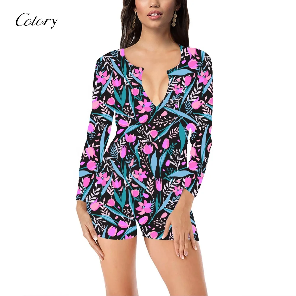 

Colory Original Factory Wholesale Sexy Adult Pajamas Multiple Color Styles Flower Onesie Women, Customized color