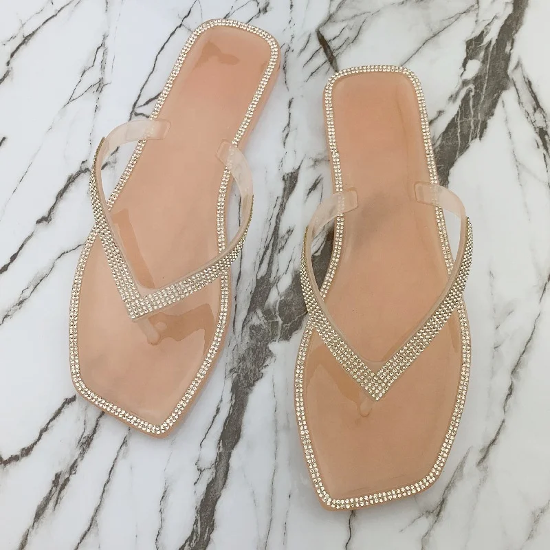 

2021 Summer New Arrival Wholesale Sandals For Women Fashion Shinny Flip-Flops For Ladies Crystal Design Sandals For Girls