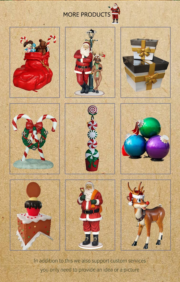 Sell Fiberglass Santa Claus Sculpture Sat On The Bench Resin Reindeer