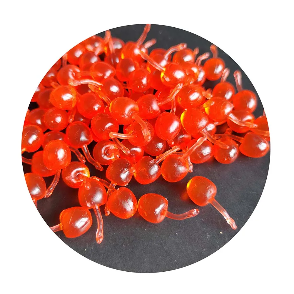 

100PCS/lot Mini Soft PVC Red Cherry Plastic Fruit Small Berries Party Decoration Doll House Slime Charms Fruits