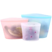 

A New 2019 Trending Product Eco-Friendly 1000Ml Travel Reusable Silicone Food Storage Bag Set