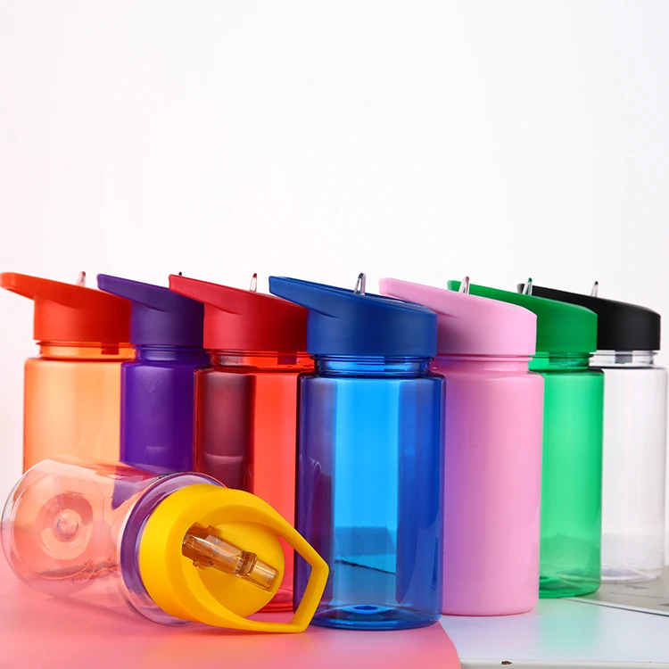 

suction nozzle straw stype tritan/AS BPA free plastic water bottle for children with handle for school, Customized color