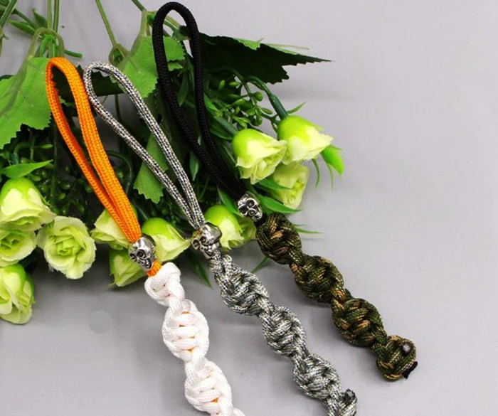 手工编织尼龙绳户外运动钥匙牌尼龙绳链玉米结装饰刀钥匙扣挂绳 (kc
