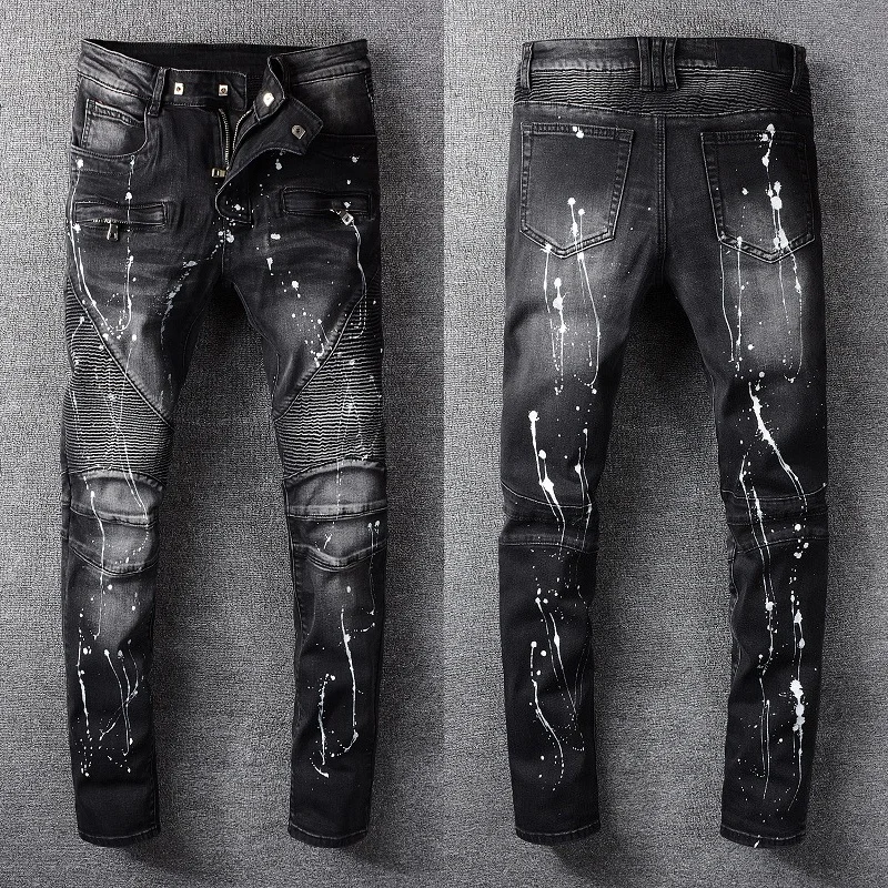 

Splash ink men fashion jeans dropshipping stock all sizes black jeans men
