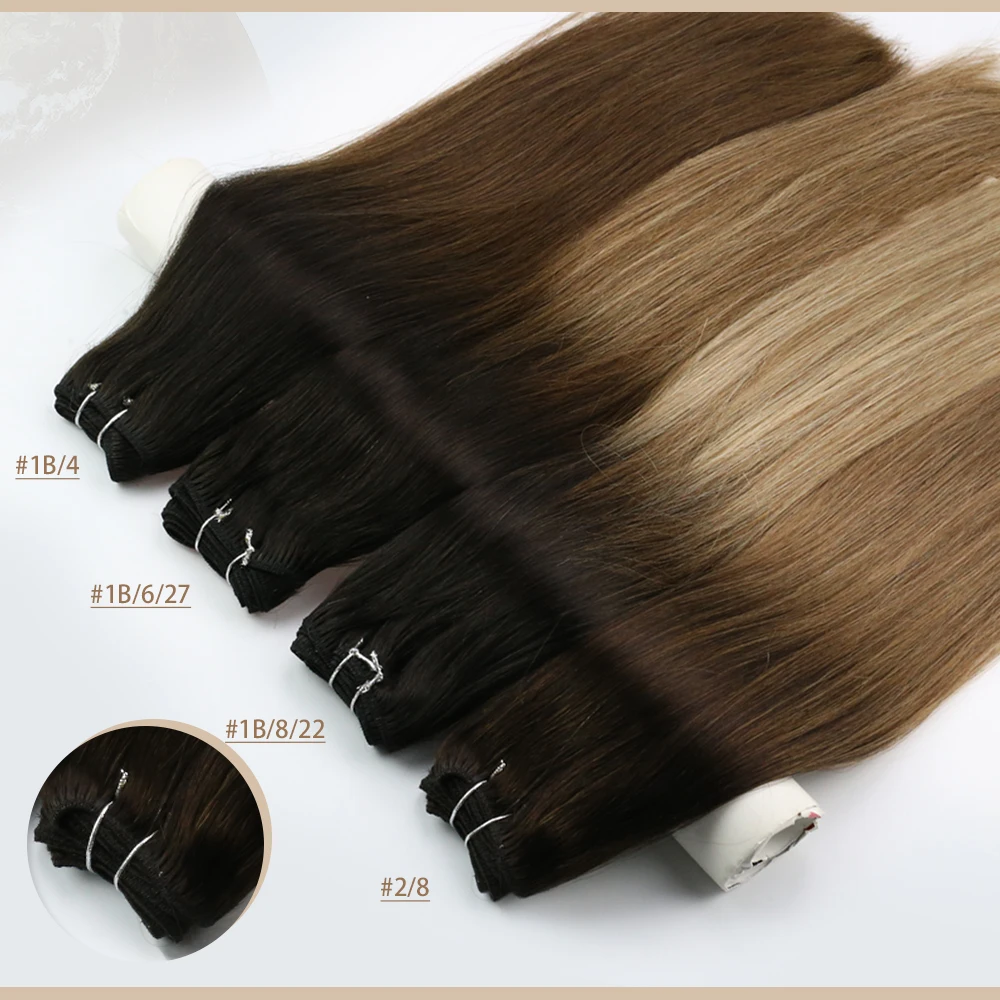 

Full Shine Balayage Highlight Color Straight Double Weft Human Hair Weave