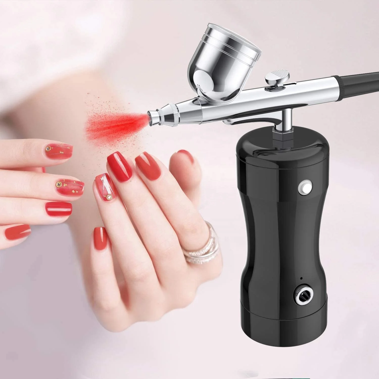 

Professional Portable Handheld Rechargeable Cordless Black Mini Nail Air Brush Kit Airbrush for Cake Decorating, Black , red , rose gold or customized