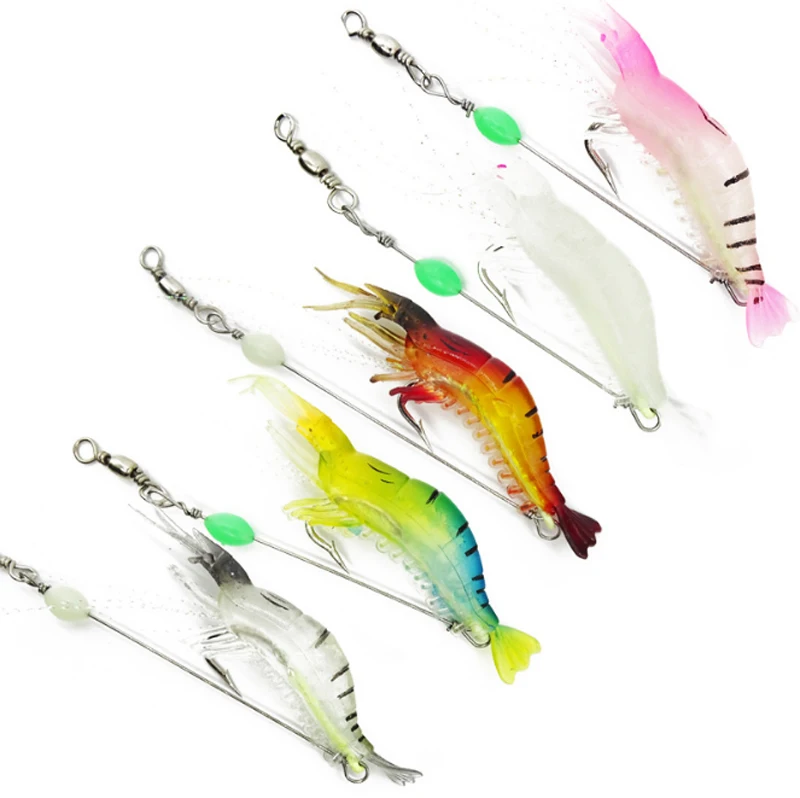 

9.5cm/6g Soft Fishing Lure Shrimp Artificial Bait With Swivel 6 Colors Fishing Lures Baits