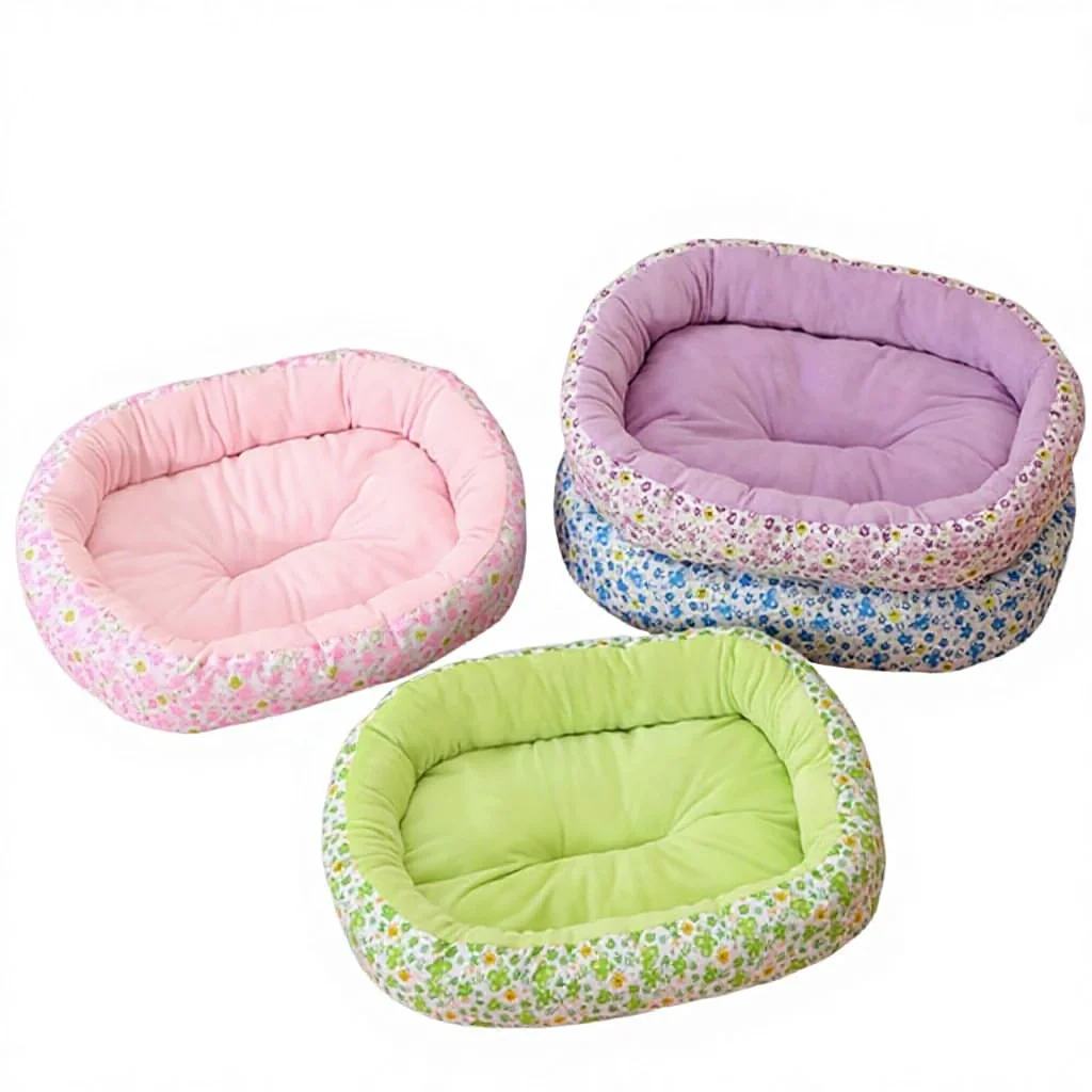 Floral Pet Bed for Dogs Cats Four Seasons Pet Nest Kennel Indoor Soft Sleeping Mat Small Dog Sofa Bed Warm Cat Bed