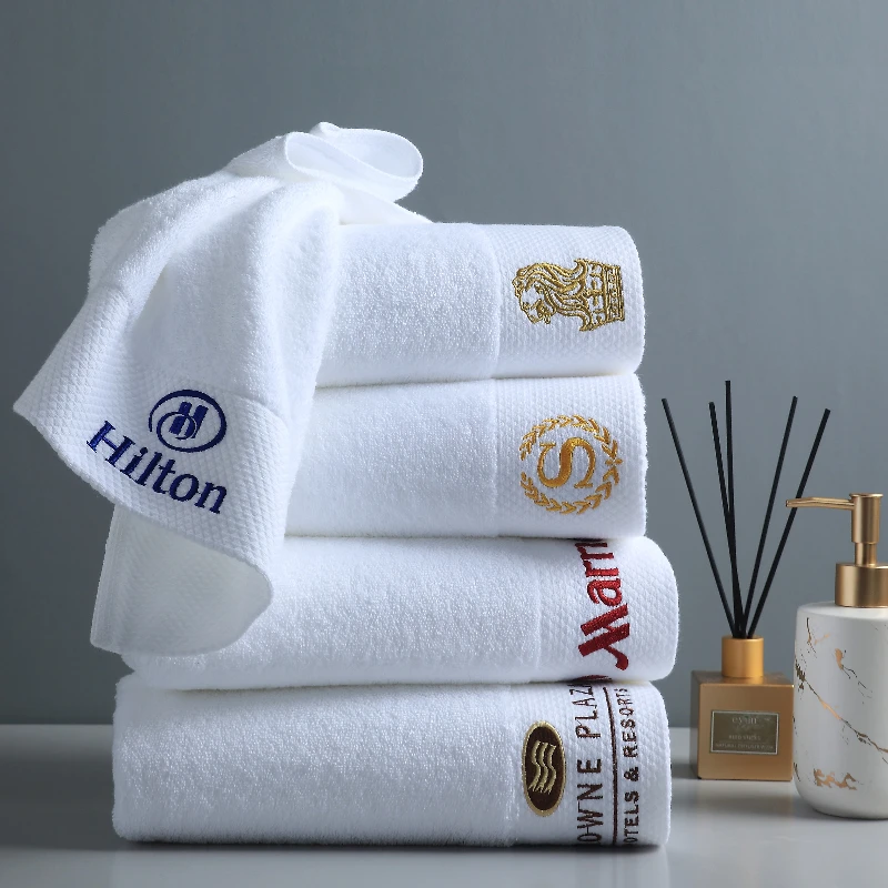 

Hotelier Luxury 5 star hotel White Bath Spa 100% Cotton 500gsm 600gsm 100% Cotton Face Bath Hand Dobby Towels Set