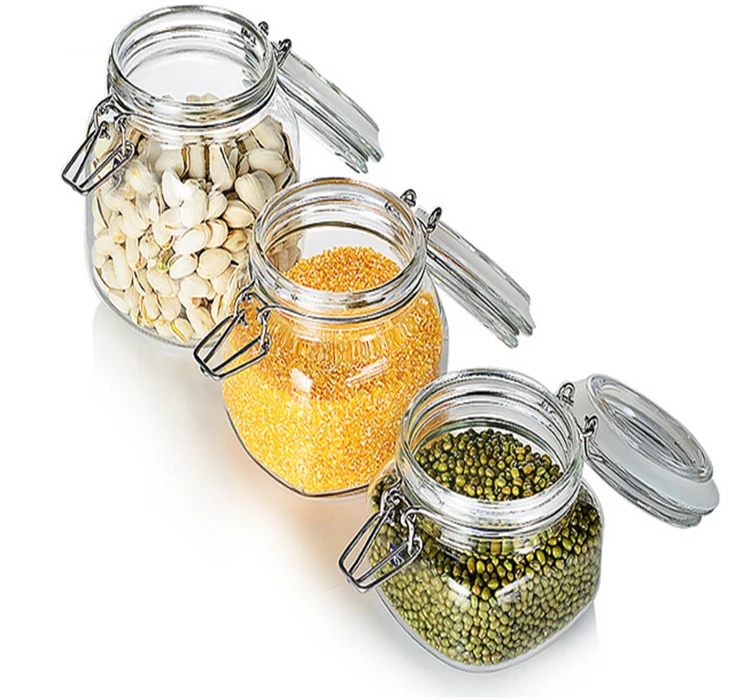 

0.5L 0.75L 1L 2L 3L 4L hermetic glass bottle jars glass food container glass spice jar with clamp lid