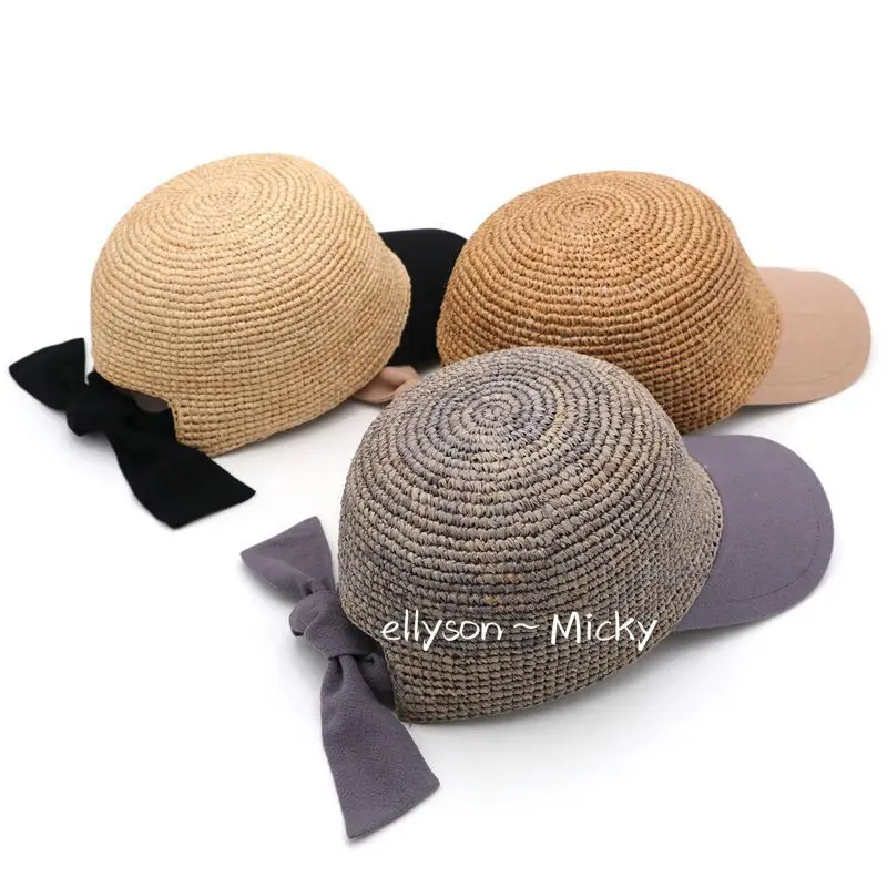 

Lafite straw hats hat ladies handmade straw hats wholesale new spring and summer Korean fashion visor, Black