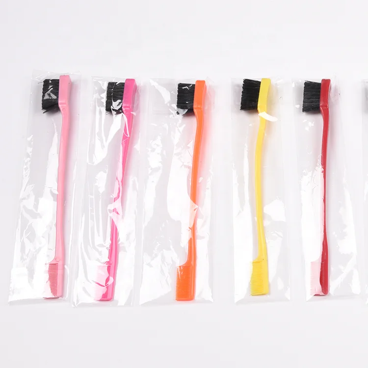 

Hot Sale Popular Colorful Plastic Edge Comb And Brush Hair, Edge Control And Brush, Red, orange, blue, pink, white, purple, rose red, yellow, black