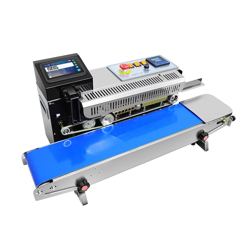 

Automatic Continuous Bag Band Sealer with Date Printing Printer Horizontal Pvc PE Plastic Bag Pouch Sealing Coding Machine