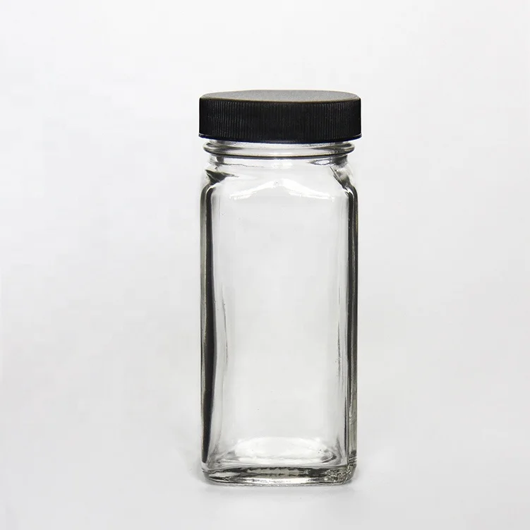 

Custom Printing 4oz Square Spice Pepper Jar Set Glass Jar With Shakers, Clear