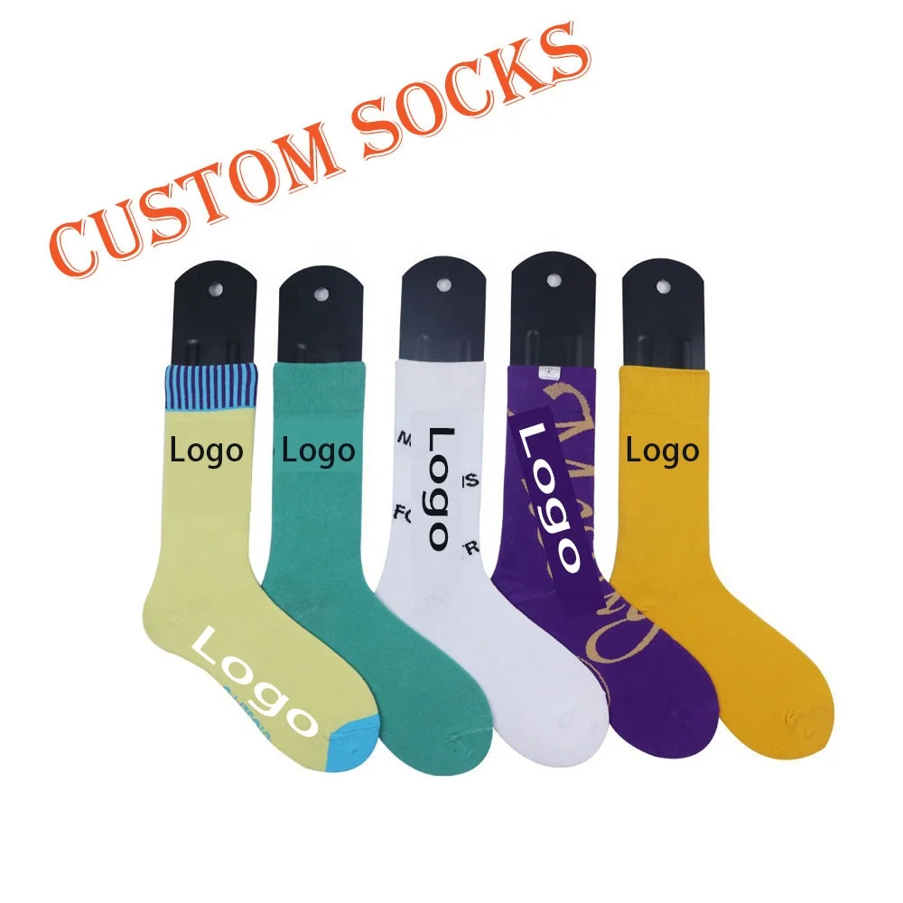 

men custom combed cotton socks 100% cotton crew fashion happy socks custom logo novelty crazy pattern sox funky funny wholesale