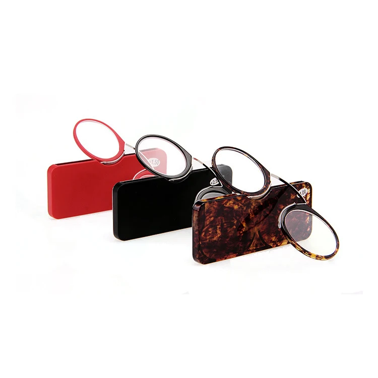 

Keychain Case Small Rectangular glasses with case reading glasses nose clip, 4 colors