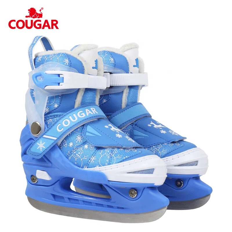 

Factory supply Cougar high quality adjustable child ice skate, Blue/pink