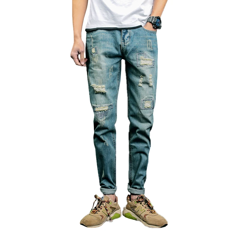In Stock Wholesale High Quality Cheap China  Fashion Distressed  Ripped  Men Jeans