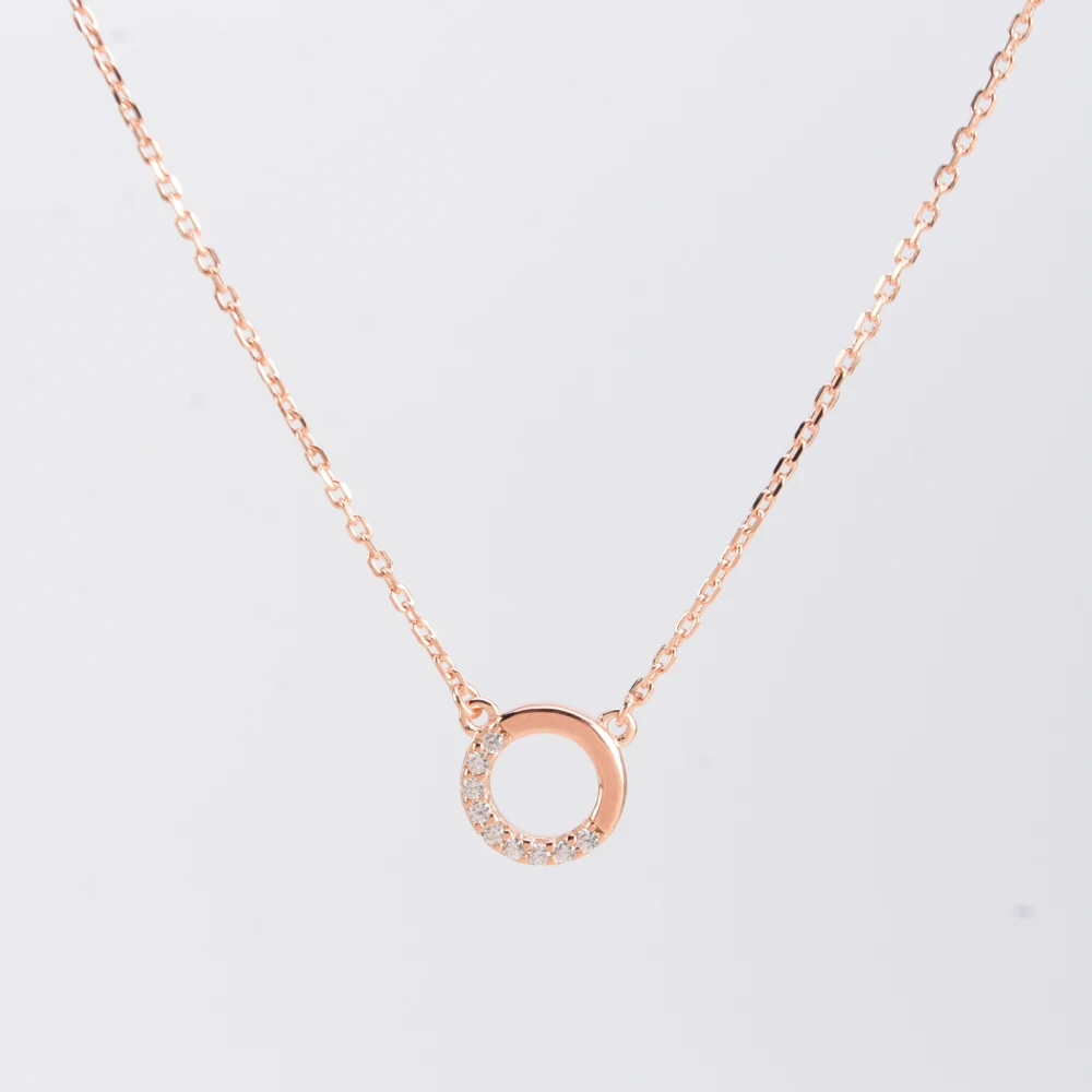 

#76 Delicate Charm Necklace With Round Diamond Pendant Necklace, As picture