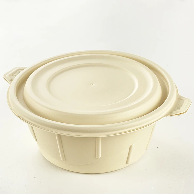 

Wholesale in stock for camping takeaway outdoor Eco-friendly Biodegradable corn starch round 1500ml disposable bowls and lids