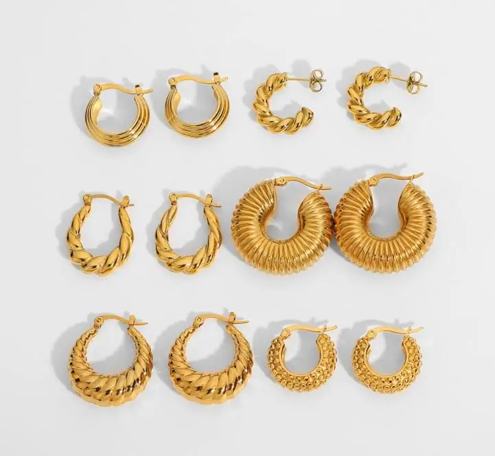 2021 Trendy 18k Gold Filled Twist Earring Stainless Steel Big Smooth Chunky Hoop Earring For Women Girl
2021 Trendy 18k Gold Filled Twist Earring Stainless Steel Big Smooth Chunky Hoop Earring For Women Girl