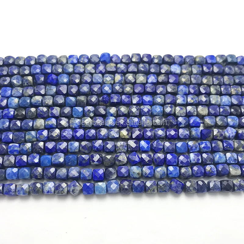 

Natural Square Gemstone Beads Cube Faceted Lapis lazuli Stone Beads for Jewelry Making 3mm 4mm 5mm