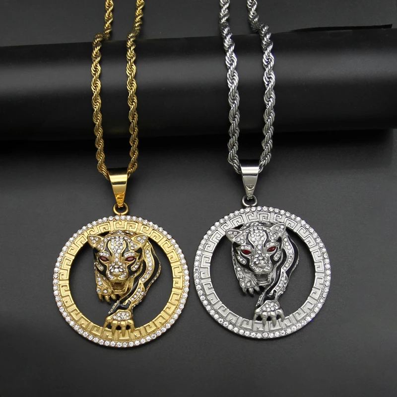 

Blues RTS 316L Stainless Steel Cubic Zirconia Hip Hop Leopard Head Pendant