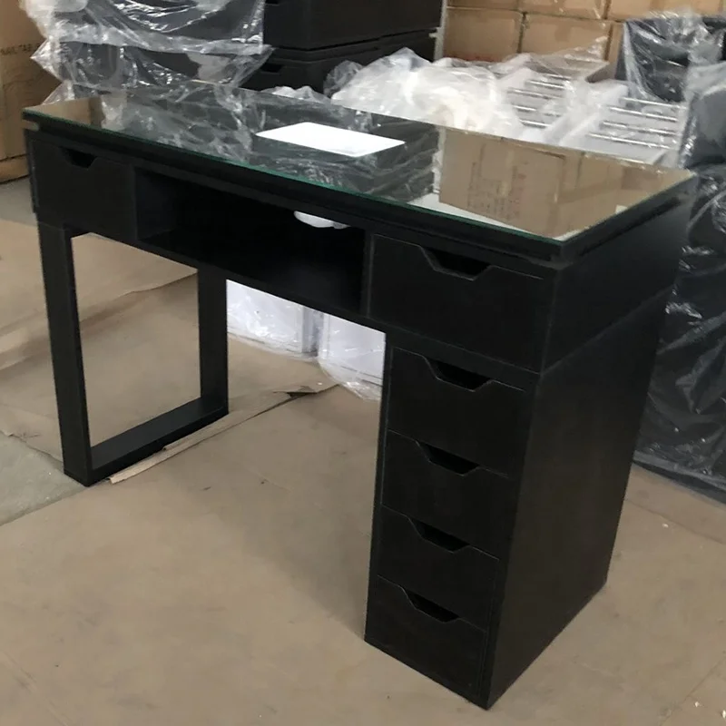 
Modern manicure table nails bar salon furniture nail dust desk nail tables with glass top 