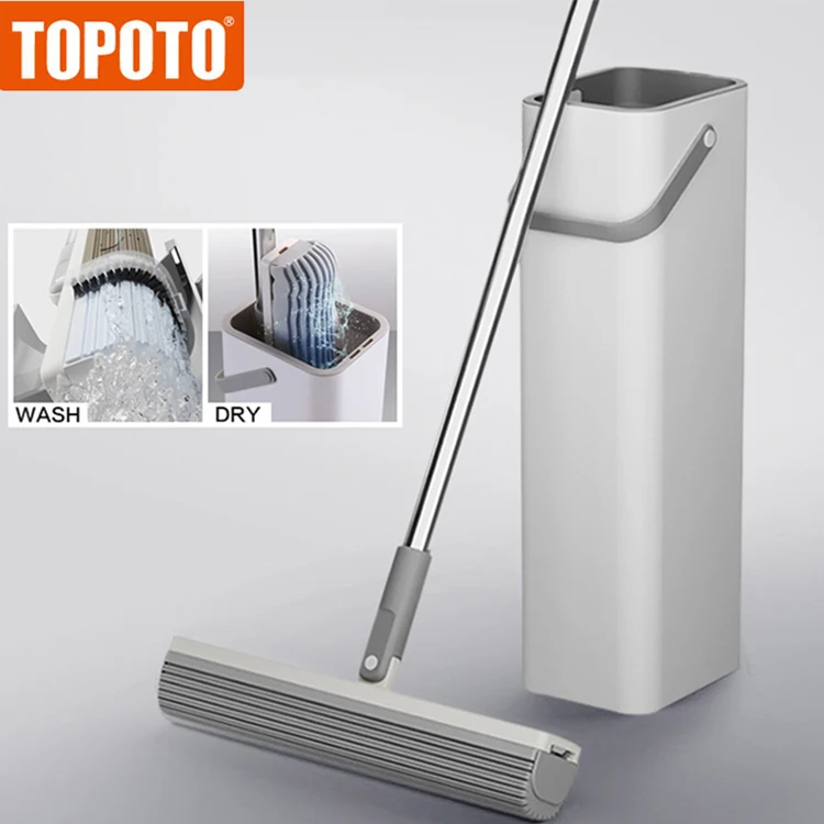 

TOPOTO Easy Foldable Self Cleaning Hand Free Floor Quick Water Absorb Strong Clean Sponge Squeeze PVA Mop