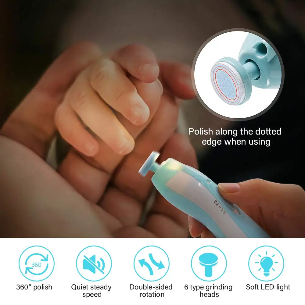 Drop shipping agent Electric Newborn Child 4 Speed Nail Care Nail Trimmer Drills Polisher Scissors