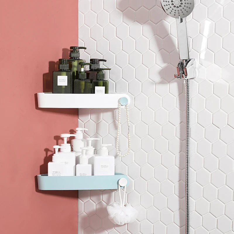 
Wall mounted corner bathroom storage shelf Cosmetic bottle storage rack plastic household kitchen use storage holder 