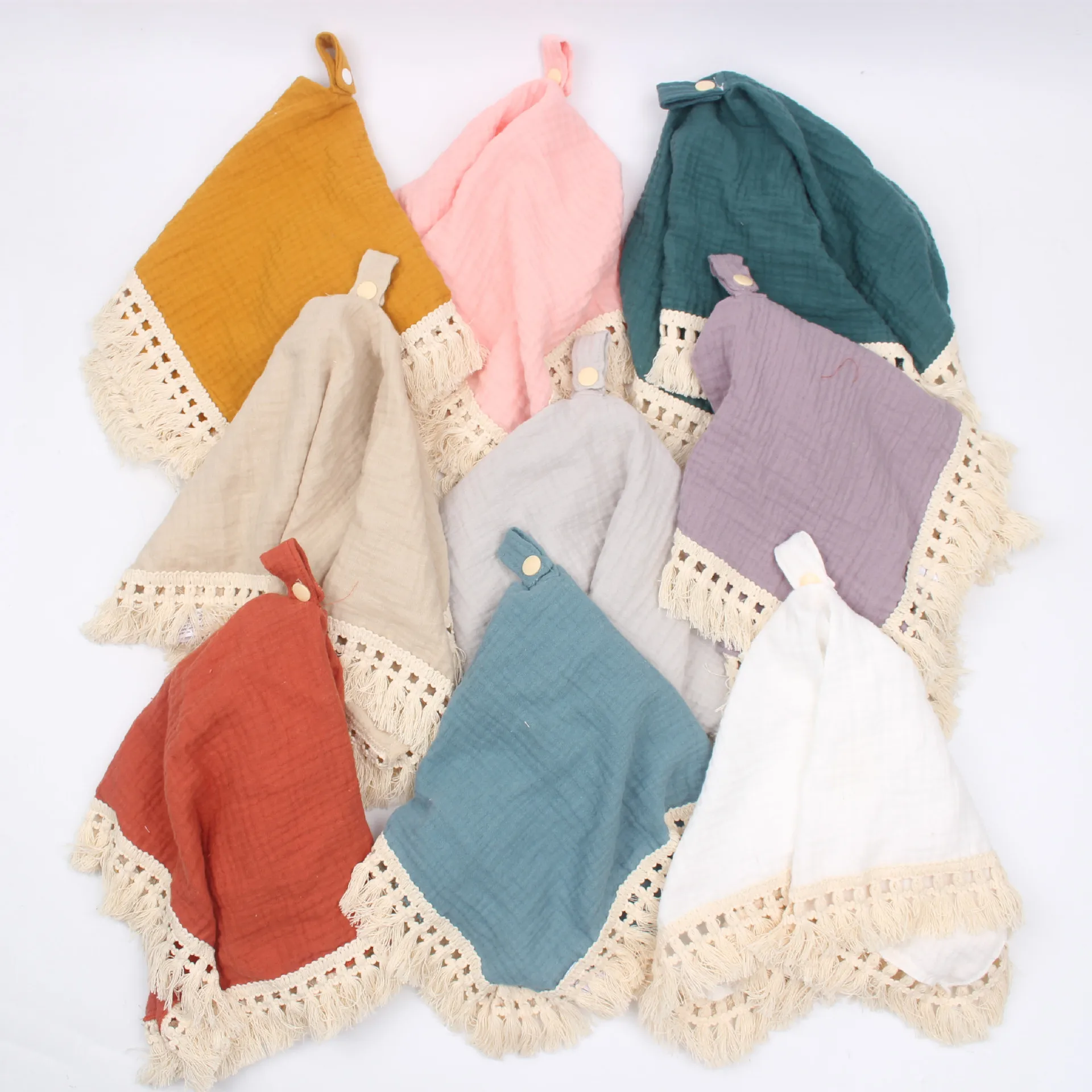 

Baby Cotton Muslin Comfort Towel Baby Tassel Towel Infant Teething Blanket