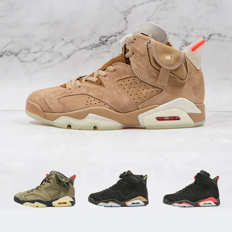 

original quality J6 high top ankle uk wholesale Khaki brown green pink white black suede leather basketball shoes for men