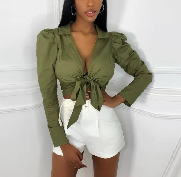 

2021 New Arrivals Fall Women Fashion Shirt Long Sleeve Pleated Blouse