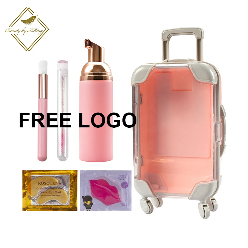 

OEM lashshampoo private label suitcase kit pink lash foam cleanser eyelash extension shampoo, White