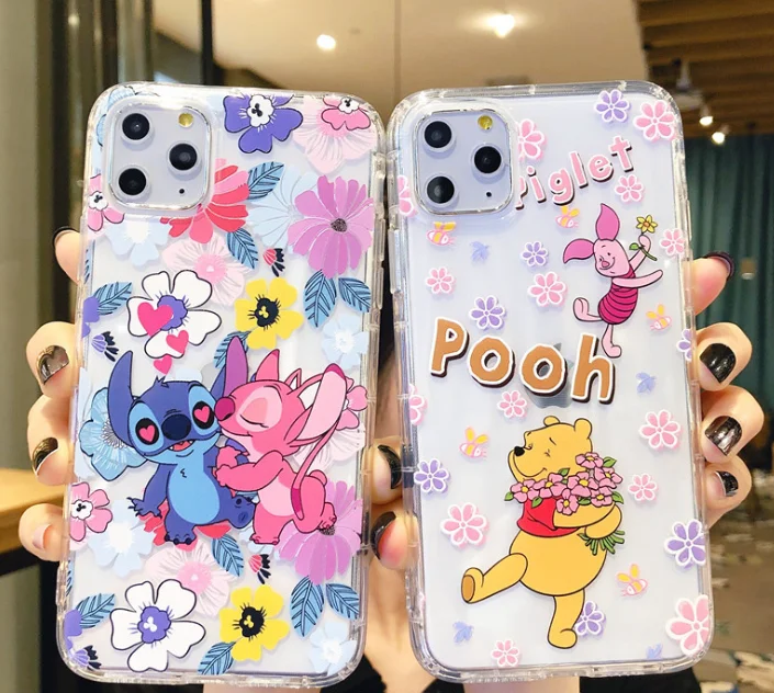 

Funny winniethepooh piglet clear Stich Case For iphone 12 pro max 12 Mini 11 XS X clarity cartoon Cover, Colorful