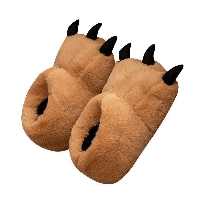 

Cartoon Claw Plush Cotton Shoes Winter Indoor Slippers Cute Bear Claw Christmas Home Warm Bag Heel Shoes Funny