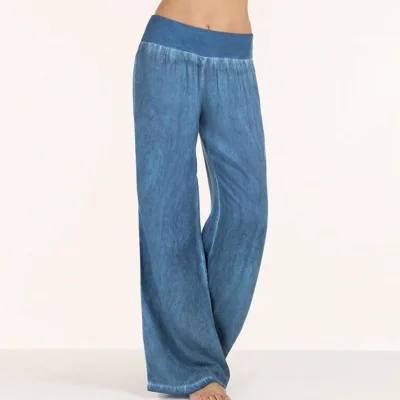 

F40452A new designer ladies loose wide jeans pant leisure tight waist jeans pants for women, As picture