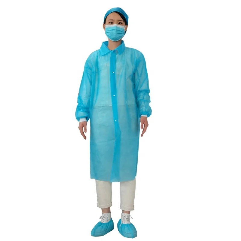 

En14126 lab coat ppe pp pe isolation gown AAMI level 2 non woven waterproof double collar Isolation coverall, Yellow , white , blue , green