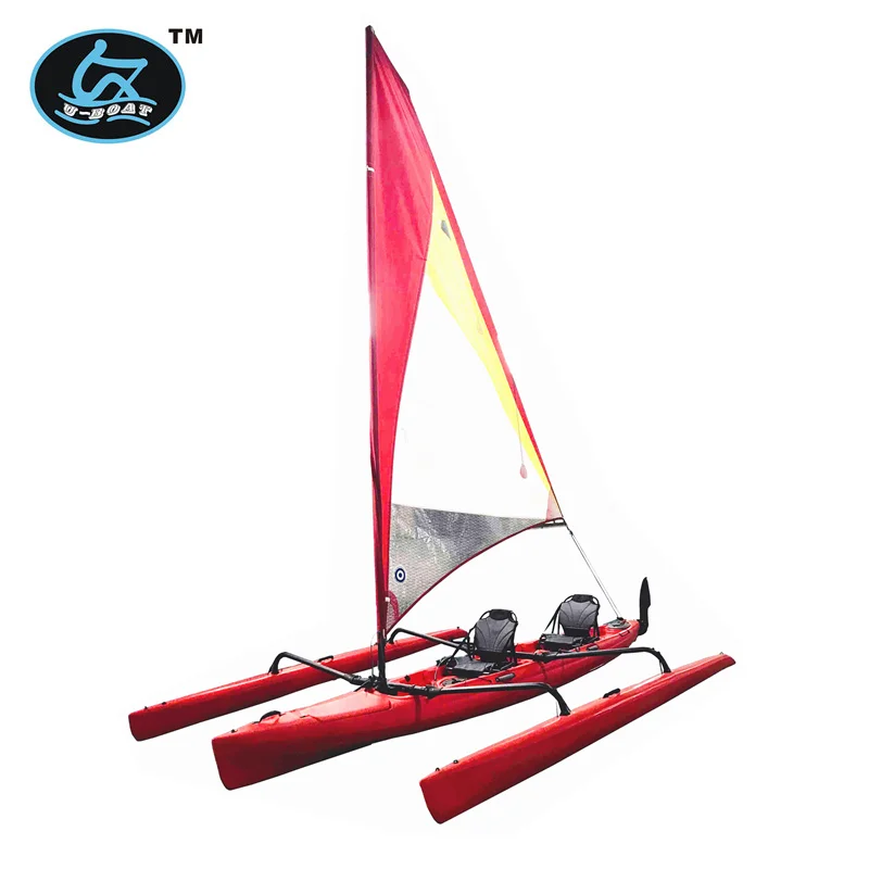 
18ft plastic sailboat with foot drive pedal system and rudder 