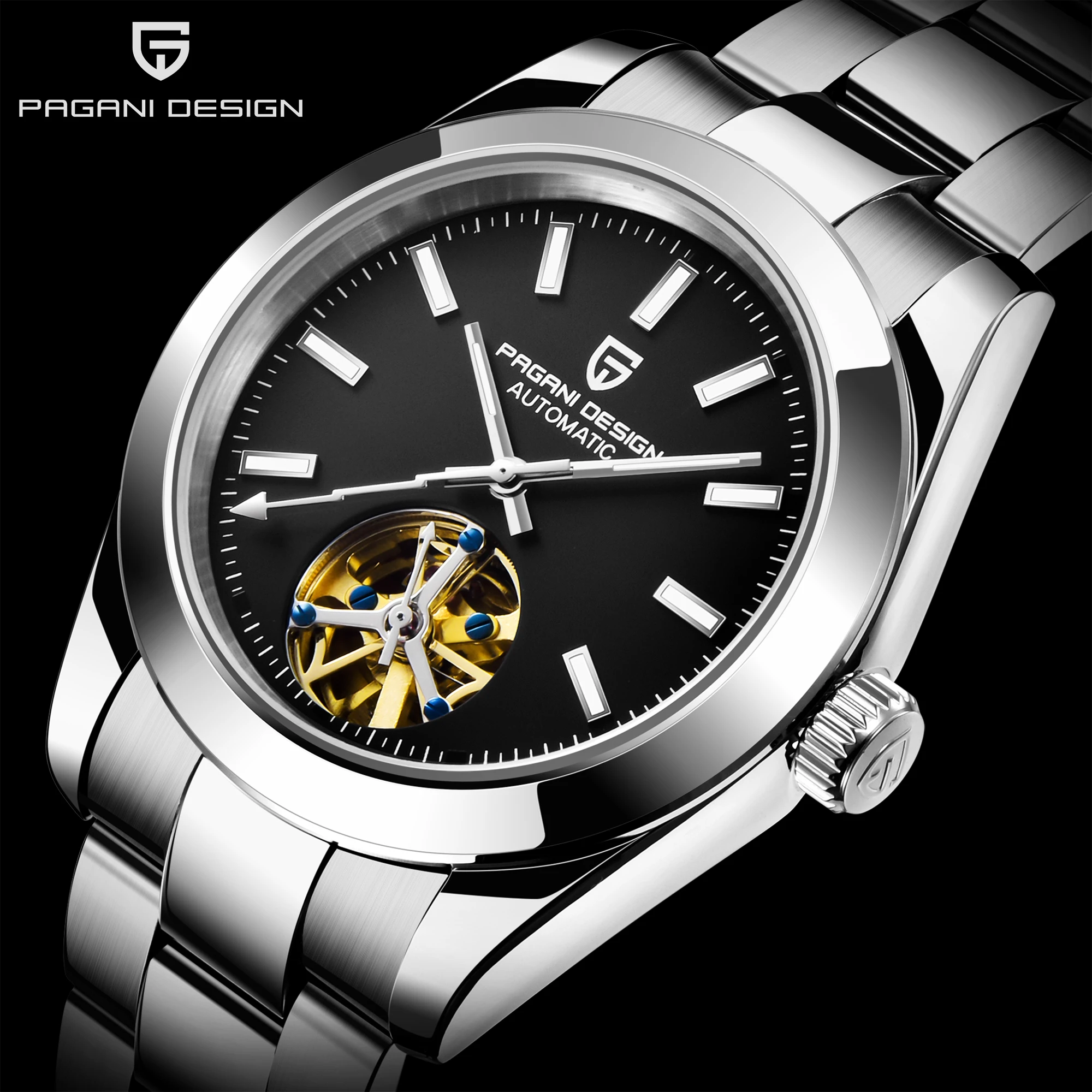 

Pagani design 1658 new style China man mechanical watch perfect Stainless steel band Waterproof automatic Simple business watch