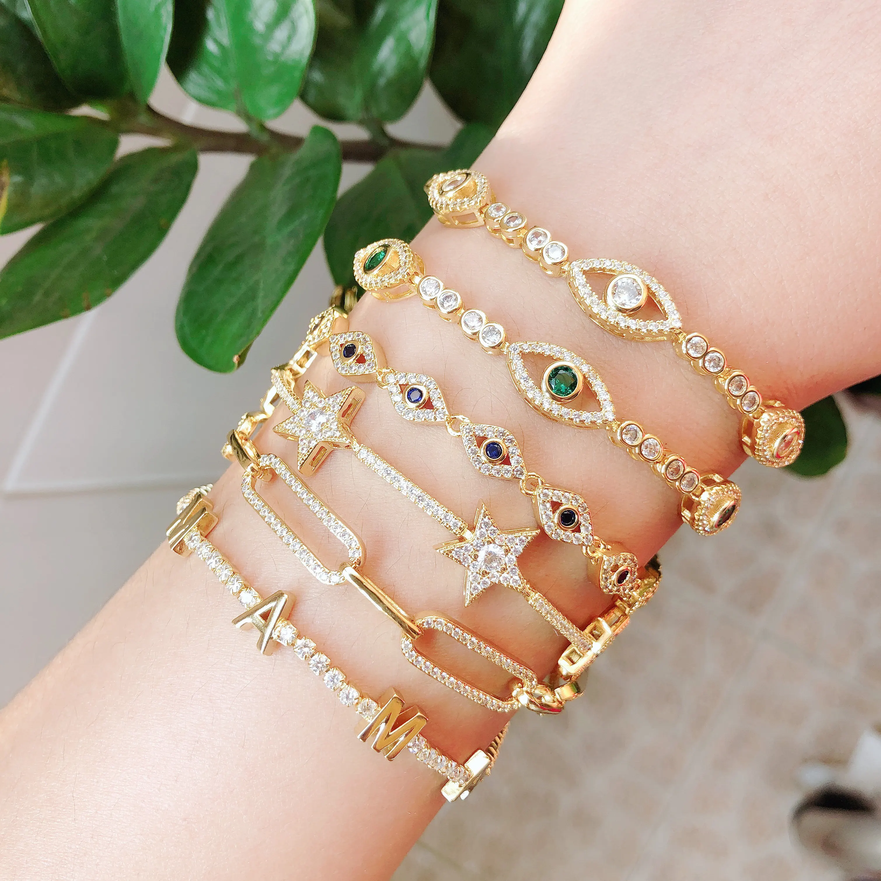 

2020 hot selling fashion jewelry 18k gold plated star eye bracelets girls