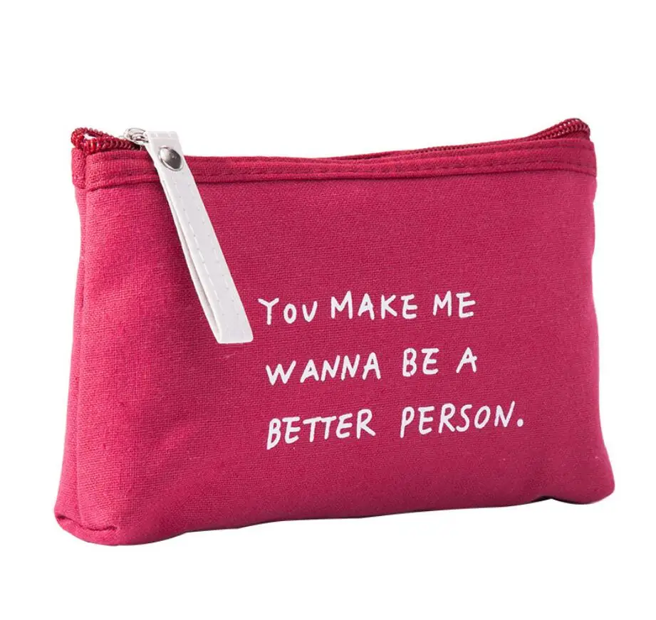 

Cute small logo printed custom cotton canvas traveling makeup bag case cosmetic, 5 colors can choose