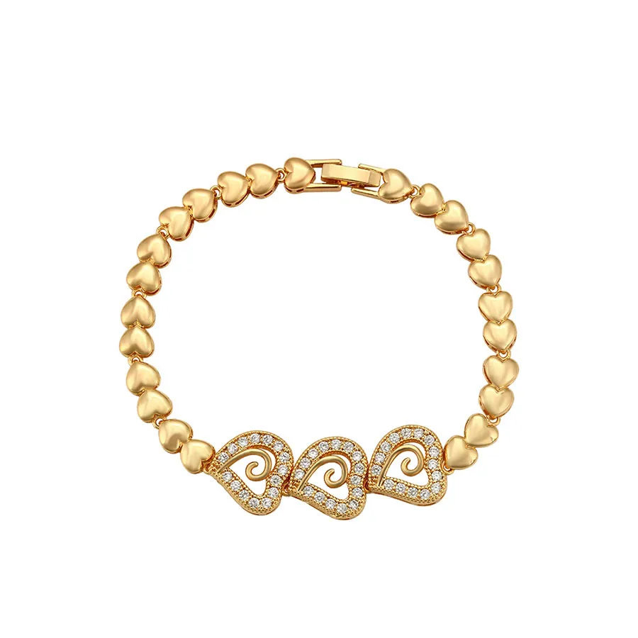 

bracelet-454 XuPing Elegant fashion high-end light luxury simple heart inlaid diamond temperament 18K gold color bracelet