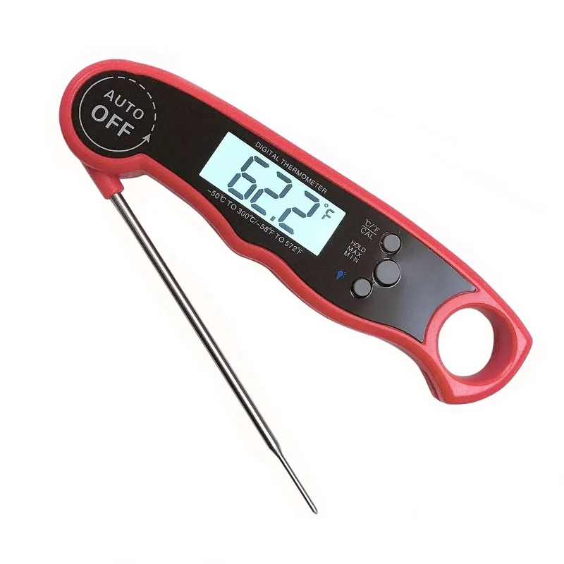 

Hot sale products Folding Waterproof Instant Read Kitchen Milk Meat Food Digital Thermometer for Outdoor Cooking BBQ, Red;black