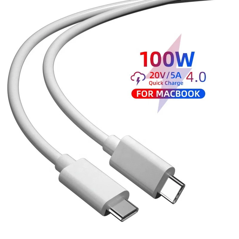 

Factory high quality 100W 5A 60W 3A PD quick charge usb type c to type c QC 4.0 charging cable for Macbook tablet pc and phone, Black white