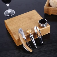 

Wholesale Custom 4PCS Bamboo Wine Opener Stopper Red Wine Gift Box Set