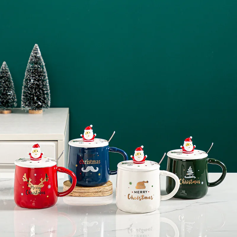 

UCHOME Christmas series popular design santa claus decorative drinkware 3d christmas ceramic mug for gift, Colors mixed in random