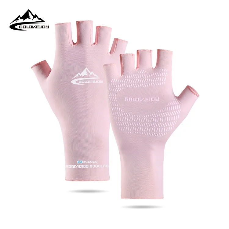 

GOLOVEJOY XG24 Ice Silk Breathable UV Protective Light Commercial Fingerless Men Women Sun Fishing Sailing Gloves, Has 4 colors