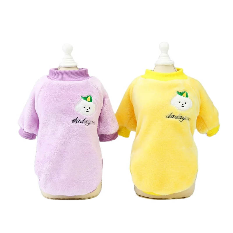 

Low MOQ Polar Fleece Cute Dog Clothes Autumn Winter Cat Dog Apparel Pet Hoodie, Purple,yellow,pink,blue